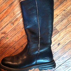 UGG Black Leather Knee-High Boots